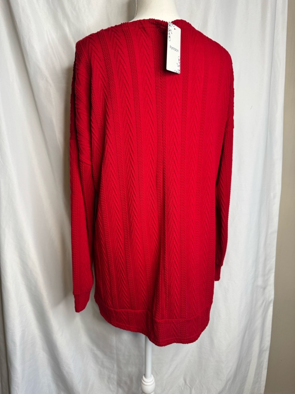Pantalon Red Textured Open Front Cardigan Sweater Large Oversized Pockets NWT - Picture 5 of 11